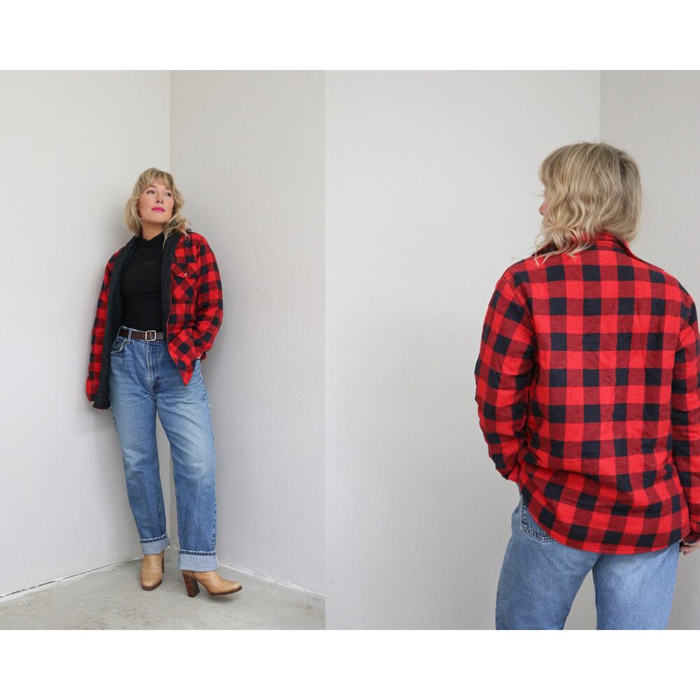 1980's Vintage Timber Run Buffalo Plaid Quilted Shacket ~ Women's MD LG Men's SM